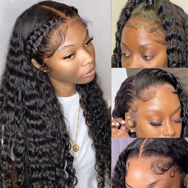 Sunber 5*5 Glueless HD Lace Closure Wig Deep Wave Human Hair Wigs - 28 / 250%