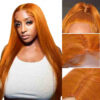1.1_1 Ginger Orange Color Straight Wig 13x4 Transparent HD Lace Front Wigs 180% Density - 4x4 Lace / Yes(+) / 18inch