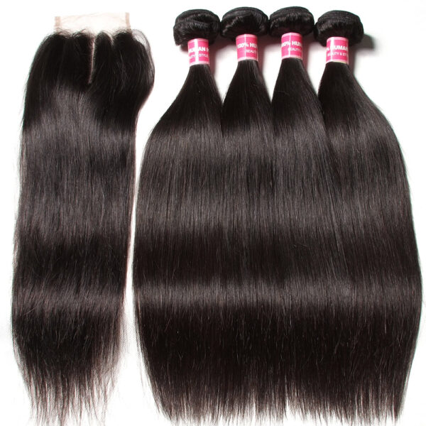 100_virgin_hair_sunber_Peruvian_straight_hair_4_bundles_with_lace_closure Sunber Virgin Peruvian Hair Straight Hair 4 Bundles With 4*4 Lace Closure, Hotsale Peruvian Hair Weaves - 10 10 10 10+10 / Free Part