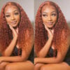 Sunber Precolored Ginger Brown Jerry Curly 13*4 Lace Front Human Hair Wigs - 18