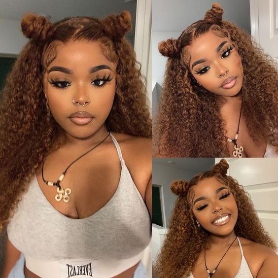 Pre-Cut Lace Wear Go Glueless Wig Dark Brown Pure Color Curly Breathable - 4x4 Lace / 150% Density / 22 inch