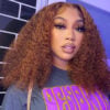 Sunber Precolored Ginger Brown Jerry Curly 13*4 Lace Front Human Hair Wigs - 18
