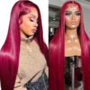 Glueless Wig Straight Wigs #99J Burgundy Color 4x4/13x4 HD Lace Front Wigs 150% Density Pre-plucked - 4x4 Lace / 180% / 30inch