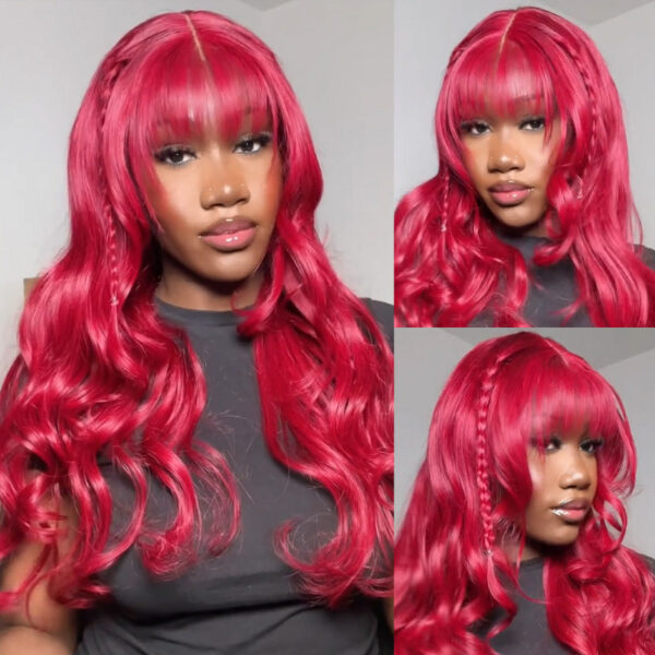 #99J Burgundy Wig Body Wave Wig 180% Density 4x4/13x4/13x6 Transparent Lace Human Hair Wig - 13x4 Lace / No / 32inch