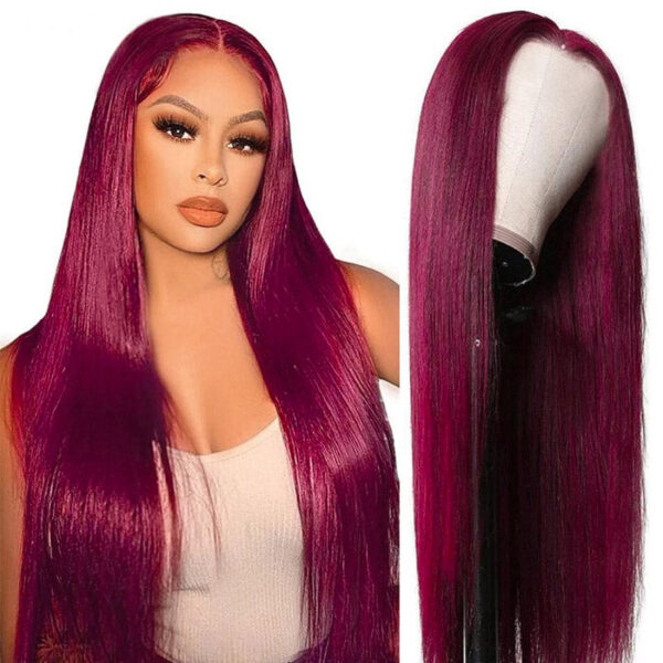 Glueless Wig Straight Wigs #99J Burgundy Color 4x4/13x4 HD Lace Front Wigs 150% Density Pre-plucked - 4x4 Lace / 180% / 30inch