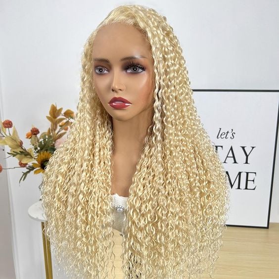 Pre-Cut Lace Wear Go Glueless Wig 613 Blonde Pure Color Curly Breathable - 13x4 Lace / 150% Density / 22 inch