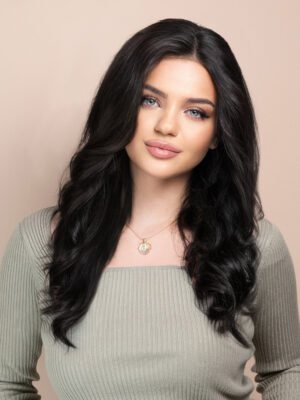 front lace human wig - 18" natural black.