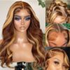 1c00bd696a322480647e525221f8891c Honey Blonde Highlight Glueless Wig Body Wave 4x4 Closure Lace Front Wigs 100% Virgin Human Hair Wigs - 4x4 Lace / 16inch