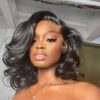 Short Glueless Body Wave Bob Wig 4x4/13x4 Lace Front Human Hair With Breathable Cap - 13x4 Lace / Black Highlight / 12inch