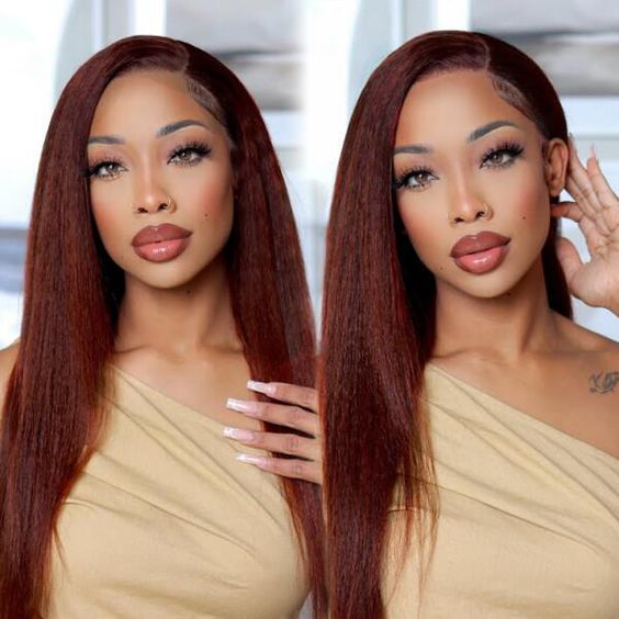 1f605502824a573502f12e7ac6fa31b5 Wear & Go Reddish Brown Straight Wig Transparent Lace Front Wigs 100% Human Hair - 5X5 Lace / 180% / 28inch