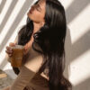 1girls-colors-natb-a-1 invisible clip-in hair extensions #1b natural black. - 14" / Classic