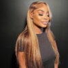 Highlights Color 360 Transparent Lace Wig Straight Human Hair Wig For Black Woman - 360 Lace / 150% / 22inch