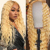27_water_wave_02 Glueless Wigs Honey Blonde Color Loose Wave Wig HD Lace Front Wig Any Part - 13x4 lace / 150% / 22 inch