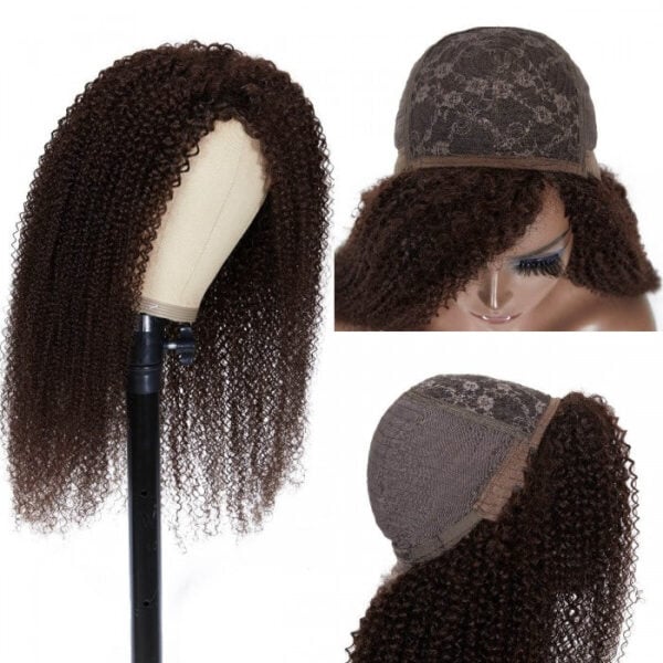 29960dd5-1576-4051-b1a3-9f4906abe3d4 Clearance Sale Sunber Dark Brown Color Kinky Curly Glueless Wigs Human Hair Wigs 180% Density Flash Sale - 26