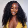Flash Sale 0 Off Sunber Afro Kinky Curly 5x5 HD Transparent Lace Closure Wig 180% Density Glueless Human Hair Wig - 26