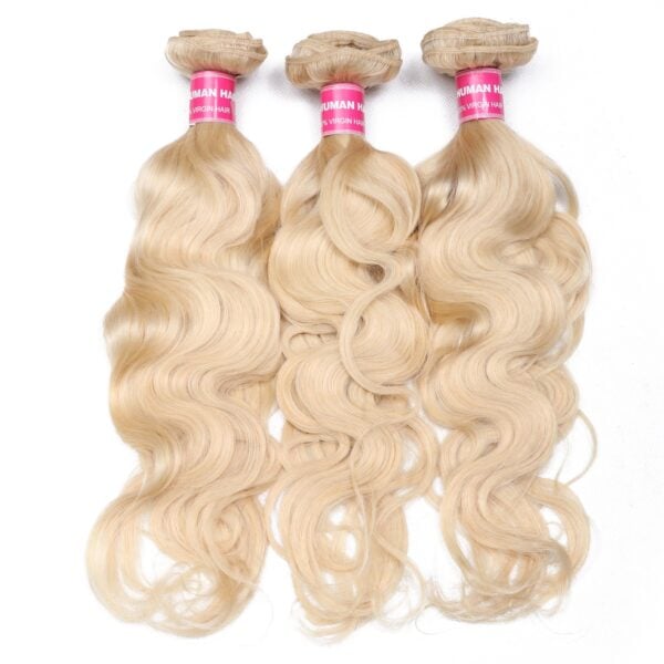 Sunber Hair Blonde 613 Hair Weave 3 Bundles Body Wave Virgin Human Hair Weft - 18 20 20