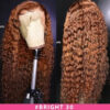Sunber Precolored Ginger Brown Jerry Curly 13*4 Lace Front Human Hair Wigs - 18