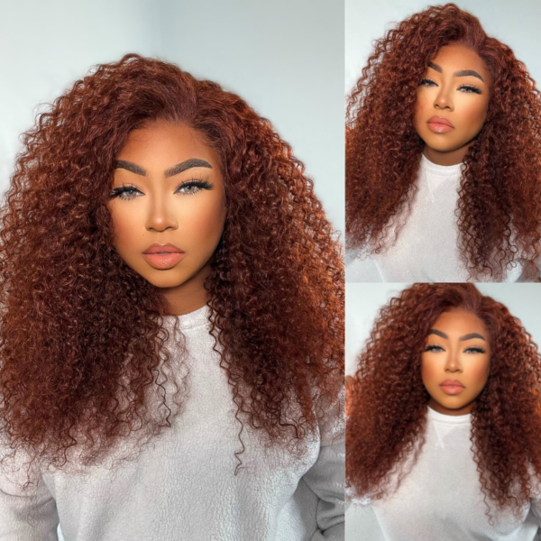 2_a6d3125c-7358-47d9-8614-2362dae8c288 Sunber Reddish Brown Jerry Curly Pre Cut Glueless Lace Wig Human Hair Wigs Flash Sale - 20 / 13x4 Lace