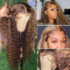 Highlight Color Water Wave Wig 180% Density 4x4 Lace Frontal HD Lace Wig - 4x4 Lace / NO / 14inch