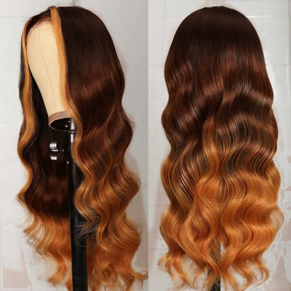 Ombre #4/30 Highlight Color Body Wave Lace Wig 4x4/13x4/13x6 Lace Front Wig - 13x4 Lace / 150% / 16inch