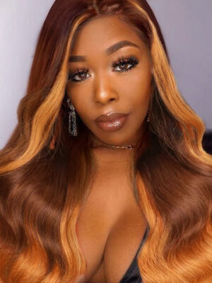 304 Ombre #4/30 Highlight Color Body Wave Lace Wig 4x4/13x4/13x6 Lace Front Wig - 4x4 Lace / 150% / 26inch