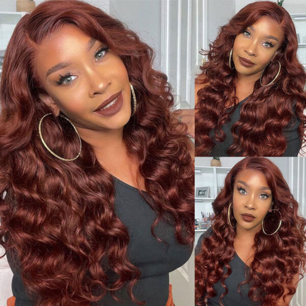 30742938-c563-4f13-9c58-3a23be94dbcf Sunber Body Wave Put on and Go Reddish Brown 7x5 Bye Bye Knots Pre-Cut Lace Human Hair Wigs With Pre-Plucked - 16 / 7*5 Bye Bye Knots / With Baby Hair