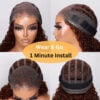 Sunber Kinky Curly Reddish Brown 6x4.75 Pre-Cut Lace Closure Wig Human Hair Glueless Wig - 24 / 6*4.75 Pre-Cut-With Baby Hair / 200%