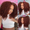 Sunber Kinky Curly Reddish Brown 6x4.75 Pre-Cut Lace Closure Wig Human Hair Glueless Wig - 24 / 6*4.75 Pre-Cut-With Baby Hair / 200%