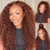Sunber Kinky Curly Reddish Brown 6x4.75 Pre-Cut Lace Closure Wig Human Hair Glueless Wig - 24 / 6*4.75 Pre-Cut-With Baby Hair / 200%