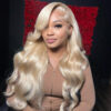 #613 Blonde Body Wave 360 Transparent Lace Front Wigs - 360 Lace / 180% / 16inch