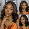 38263acb54ea6e78d5e5de6e8237139b Wear&Go 1B/27# Piano Highlights Color Body Wave Transparent Lace Wig Short Bob Human Hair Wig - 4x4 / 150% / 10inch