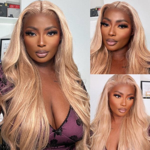 Extra 70% Off Sunber Layered Cut Dusty Blonde Body Wave Pre-Everything 13X4 Frontal Human Hair Wigs - 24