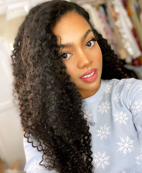 curly (3C curls) clip-in extensions #1b natural black. - 24" / Invisible / Classic