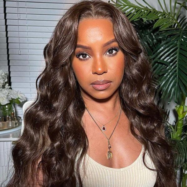 3_-_4 Chestnut Dark Brown Wig Body Wave Wig 4x4/13x4/13x6 Lace 180% Density Human Hair Wig - 13x4 Lace / Yes( +.00) / 26inch