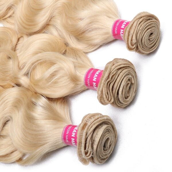 Sunber Hair Blonde 613 Hair Weave 3 Bundles Body Wave Virgin Human Hair Weft - 18 20 20