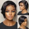 466d6a14fcb068ab0d29bf3e9070c4f9 Pre-style Pixie Cut Professional Women's Layered Human Hair Wig - 13x4 / 8 inch / No
