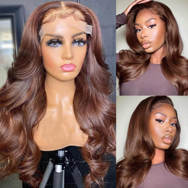 Brown Wig Body Wave 360 Lace Wig 100% Human Hair #4 Colored Wig - 360 Lace / 150% / 24inch