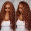 Sunber Precolored Ginger Brown Jerry Curly 13*4 Lace Front Human Hair Wigs - 18