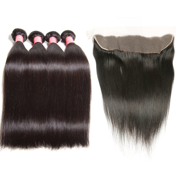 4_bundles_straight_hair_with_lace_frontal_5e1da7f8-66d0-4d08-b62e-d284f69159be Brazilian Straight Hair 4 Bundles with 13*4 Lace Frontal, 8A Grade Sunber Virgin Hair - 10 10 12 12+10 / 13*4 Lace Frontal