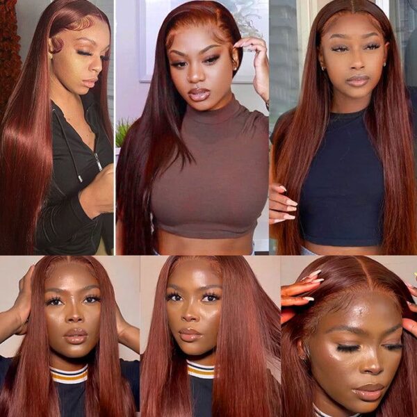 4b2182fd98bb2c8cdd069524faa507c7 Wear & Go Reddish Brown Straight Wig Transparent Lace Front Wigs 100% Human Hair - 5X5 Lace / 180% / 28inch