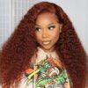 525c2c1577a075f147c0209514d9f8de Reddish Brown Curly Wig HD Lace Front Wigs 4*4/13*4/13*6 Lace Human Hair Wig - 13x4 Lace / Yes(+) / 24inch