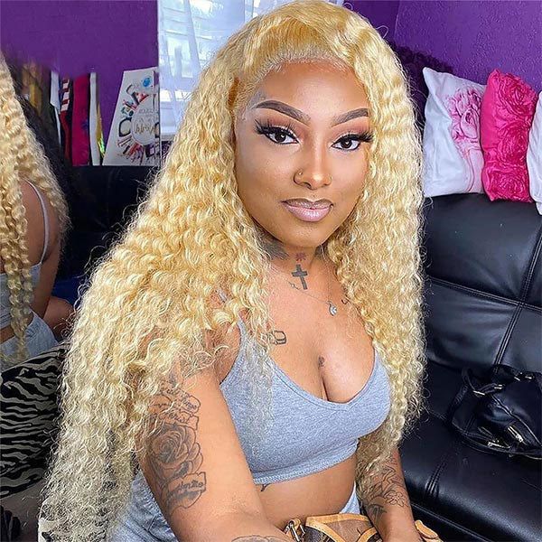 613-1 #613 Wig Curly Wig 180% Density Human Hair Wig 4x4 Closure/13x4/13x6 Lace Front Wig - 13x6 Lace / No / 20inch