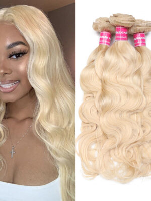 613BW Sunber Hair Blonde 613 Hair Weave 3 Bundles Body Wave Virgin Human Hair Weft - 18 18 18