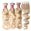 613_blonde_body_wave_hair Sunber Hair 3 Bundles 613 Blonde Body Wave Human Hair Weaves With 4X4 Lace Closure - 14 16 18+12