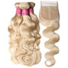 613_body_wave_bundles Sunber Hair 3 Bundles 613 Blonde Body Wave Human Hair Weaves With 4X4 Lace Closure - 14 16 18+12