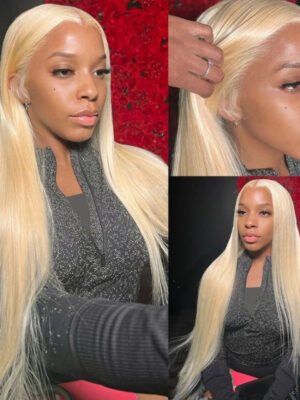 613blondefulllacewig03 Sunber 613 Blonde Full Lace Color Wig Pre Plucked Straight Virgin Human Hair Wig 180% Density - 22 / Full Lace-180%