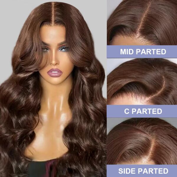 61AjVHf6FgL._SL1001 Pre-Cut Lace Wear Go Glueless Wig Dark Brown Pure Color Body Wave Breathable - 4x4 Lace / 180% Density / 14 inch