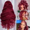 Pre-Cut Lace Wear Go Glueless Wig Burgundy Pure Color Body Wave Breathable - 4x4 Lace / 150% Density / 32 inch