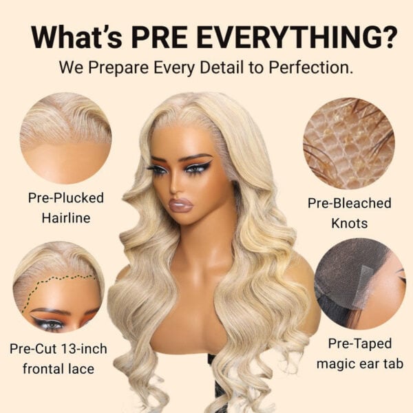 Extra 70% Off Sunber Layered Cut Dusty Blonde Body Wave Pre-Everything 13X4 Frontal Human Hair Wigs - 24