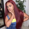 Glueless Wig Straight Wigs #99J Burgundy Color 4x4/13x4 HD Lace Front Wigs 150% Density Pre-plucked - 4x4 Lace / 180% / 30inch